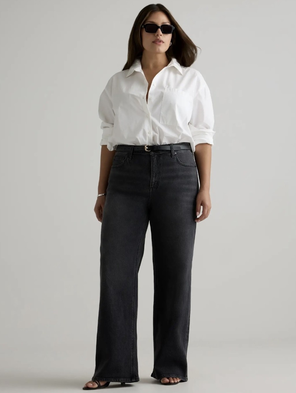 Quince Bella Stretch Relaxed Straight-Leg Jeans Charcoal Black Organic Cotton 32